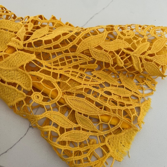 Glory Connection Yellow Rebekah Ruffle Lace Maxi Elegant Dress NWT - Picture 10 of 16